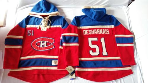 Montreal Canadiens #51 David Desharnais Red Sawyer Hooded Sweatshirt Stitched NHL Jersey