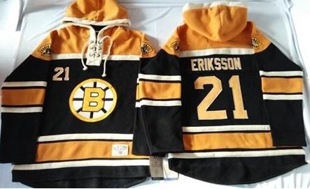 Boston Bruins #21 Loui Eriksson Black Sawyer Hooded Sweatshirt Stitched NHL Jersey