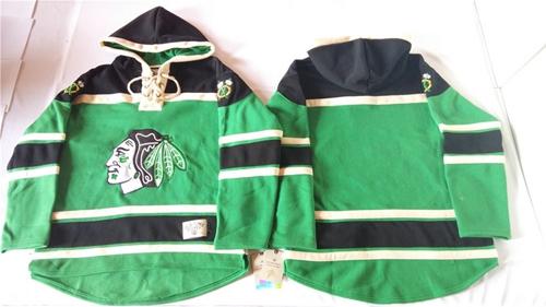 Chicago Blackhawks Blank Green St. Patrick's Day McNary Lace Hoodie Stitched NHL Jersey