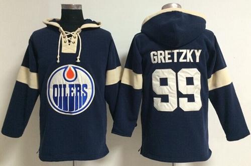 Edmonton Oilers #99 Wayne Gretzky Dark Blue Pullover NHL Hoodie Edmonton Oilers #99 Wayne Gretzky Dark Blue Pullover NHL Hoodie