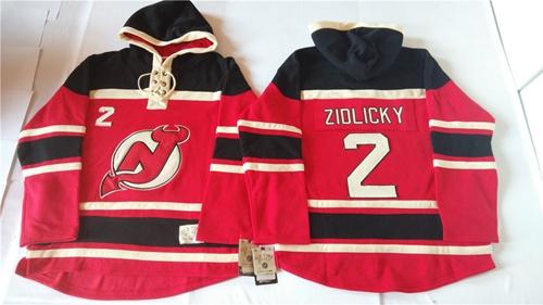 New Jersey Devils #2 Marek Zidlicky Red Sawyer Hooded Sweatshirt Stitched NHL Jersey