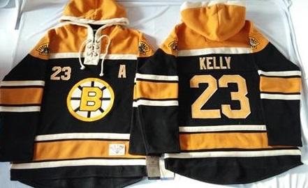 Boston Bruins #23 Chris Kelly Black Sawyer Hooded Sweatshirt Stitched NHL Jersey