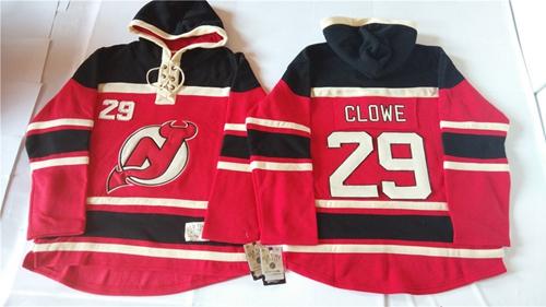 New Jersey Devils #29 Ryane Clowe Red Sawyer Hooded Sweatshirt Stitched NHL Jersey