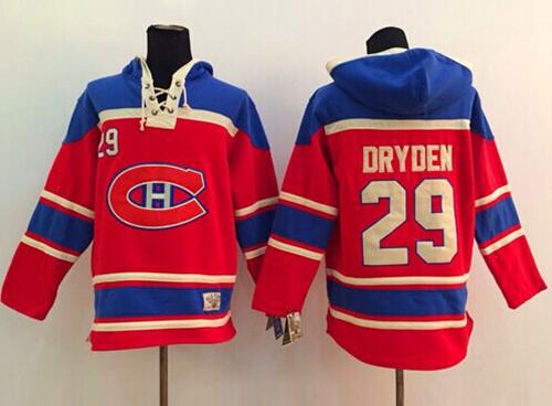 Montreal Canadiens #29 Ken Dryden Red Sawyer Hooded Sweatshirt Stitched NHL Jersey