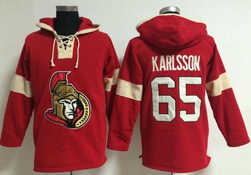 Ottawa Senators #65 Erik Karlsson Red Pullover NHL Hoodie Ottawa Senators #65 Erik Karlsson Red Pullover NHL Hoodie
