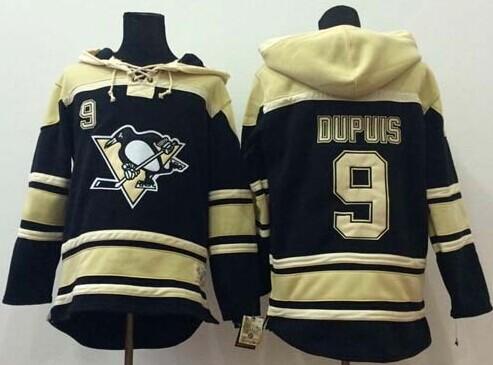 Pittsburgh Penguins #9 Pascal Dupuis Black Sawyer Hooded Sweatshirt Stitched NHL Jersey