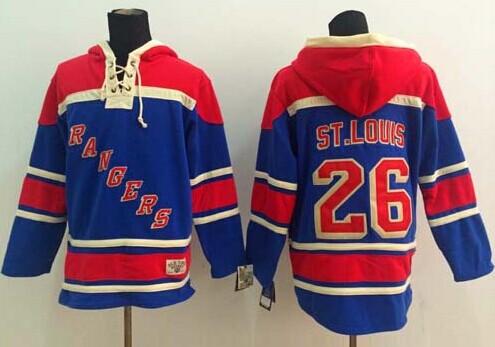 New York Rangers #26 Martin St.Louis Blue Sawyer Hooded Sweatshirt Stitched NHL Jersey