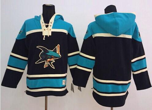 San Jose Sharks Blank Black Sawyer Hooded Sweatshirt Stitched NHL Jersey