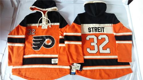 Philadelphia Flyers #32 Mark Streit Orange Sawyer Hooded Sweatshirt Stitched NHL Jersey