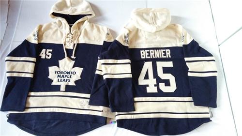 Toronto Maple Leafs #45 Jonathan Bernier Blue Sawyer Hooded Sweatshirt Stitched NHL Jersey