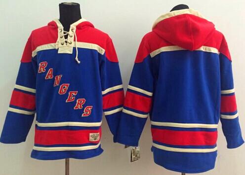 New York Rangers Blank Blue Sawyer Hooded Sweatshirt Stitched NHL Jersey