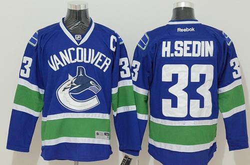 Vancouver Canucks #33 Henrik Sedin Blue Stitched NHL Jersey