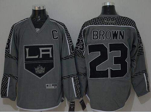 Los Angeles Kings #23 Dustin Brown Charcoal Cross Check Fashion Stitched NHL Jersey