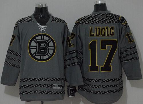 Boston Bruins #17 Milan Lucic Charcoal Cross Check Fashion Stitched NHL Jersey