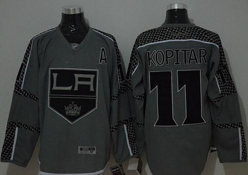 Los Angeles Kings #11 Anze Kopitar Charcoal Cross Check Fashion Stitched NHL Jersey