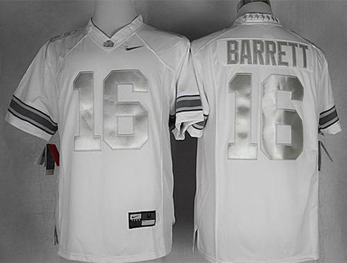 Ohio State Buckeyes #16 J. T. Barrett White Limited Platinum Stitched NCAA Jersey