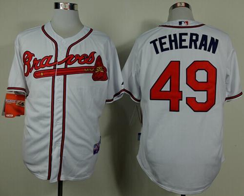 Atlanta Braves #49 Julio Teheran White Cool Base Stitched Baseball Jersey