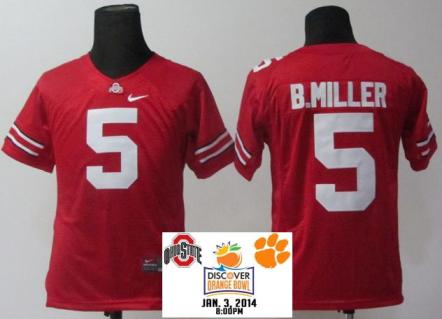 Kids Ohio State Buckeyes 5 Braxton Miller Red College Football NCAA Jerseys 2014 Discover Orange Bowl Game Patch