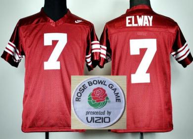 Kids Stanford Cardinals 7 John Elway Red College Football NCAA Jerseys 2014 Rose Bowl Game Patch