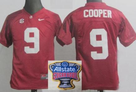 Kids Nike Alabama Crimson Tide 9 Amari Cooper Red College Football NCAA Jersey 2014 All State Sugar Bowl Game Patch