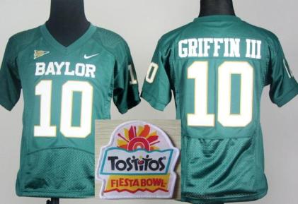 Kids Baylor Bears 10 Robert Giffin III Green Pro Combat College Football NCAA Jersey 2014 Fiesta Bowl Game Patch
