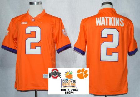 Clemson Tigers 2 Sammy Watkins Orange College Football Limited NCAA Jerseys 2014 Discover Orange Bowl Game Patch
