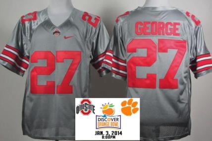 Ohio State Buckeyes 27 Eddie George Grey College Football NCAA Jersey 2014 Discover Orange Bowl Game Patch