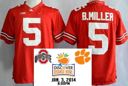 Ohio State Buckeyes 5 Braxton Miller Red College Football Limited NCAA Jerseys 2014 Discover Orange Bowl Game Patch