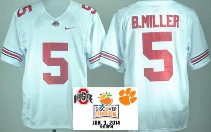 Ohio State Buckeyes 5 Baxton Miller White College Football NCAA Jersey 2014 Discover Orange Bowl Game Patch