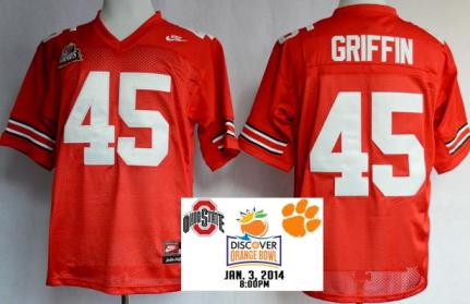 Ohio State Buckeyes 45 Archie Griffin Red NCAA College Football Jersey 2014 Discover Orange Bowl Game Patch