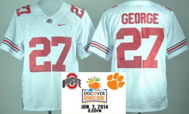 Ohio State Buckeyes 27 Eddie George White College Football NCAA Jersey 2014 Discover Orange Bowl Game Patch