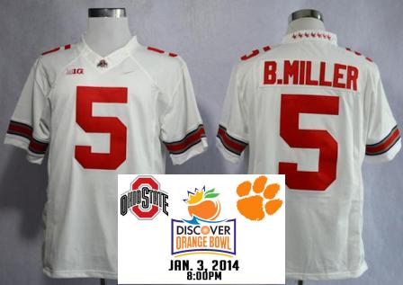 Ohio State Buckeyes 5 Braxton Miller White College Football Limited NCAA Jerseys 2014 Discover Orange Bowl Game Patch