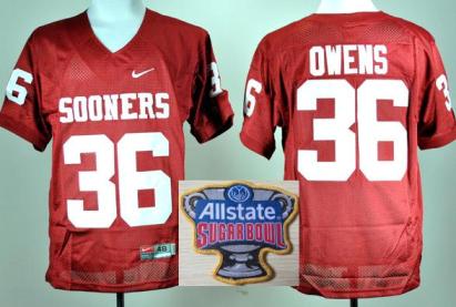 Oklahoma Sooners 36 Steve Owens Red College Football NCAA Jersey 2014 All State Sugar Bowl Game Patch