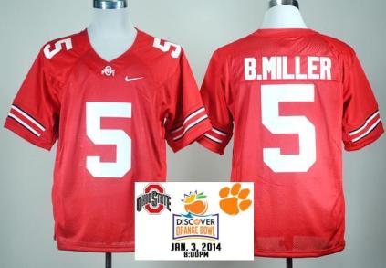 Ohio State Buckeyes 5 Baxton Miller Red College Football NCAA Jersey 2014 Discover Orange Bowl Game Patch