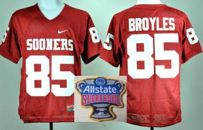 Oklahoma Sooners 85 Ryan Broyles Red College Football NCAA Jersey 2014 All State Sugar Bowl Game Patch