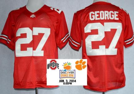 Ohio State Buckeyes 27 Eddie George Red College Football NCAA Jersey 2014 Discover Orange Bowl Game Patch