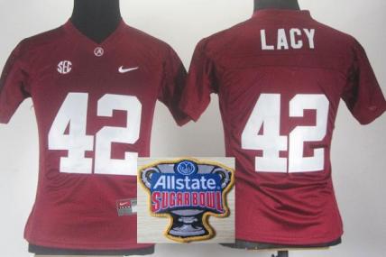 Women Alabama Crimson Tide 42 Eddie Lacy Red College Football NCAA Jersey 2014 All State Sugar Bowl Game Patch