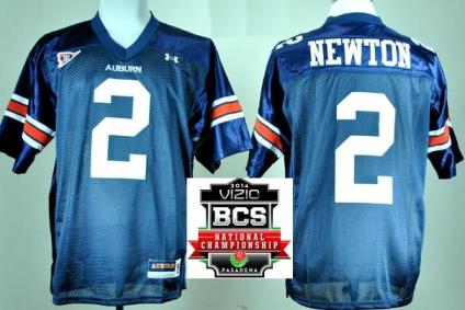 Auburn Tigers 2 Cam Newton Navy Blue College Football NCAA Jerseys 2014 Vizio BCS National Championship Game Patch