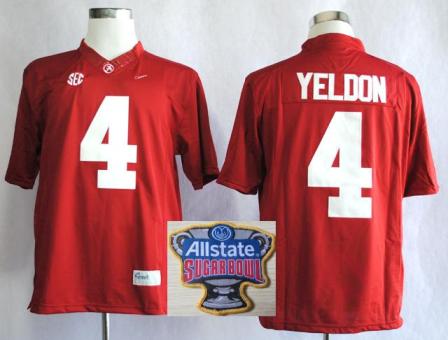 Alabama Crimson Tide 4 T.J Yeldon Red Limited College Football NCAA Jerseys 2014 All State Sugar Bowl Game Patch