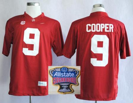 Alabama Crimson Tide 9 Amari Cooper Red Limited College Football NCAA Jerseys 2014 All State Sugar Bowl Game Patch