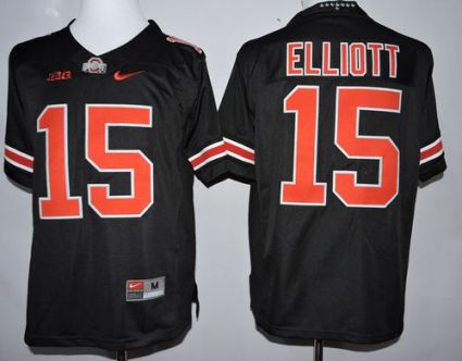 Buckeyes #15 Ezekiel Elliott Black(Orange No.) Limited Stitched NCAA Jersey