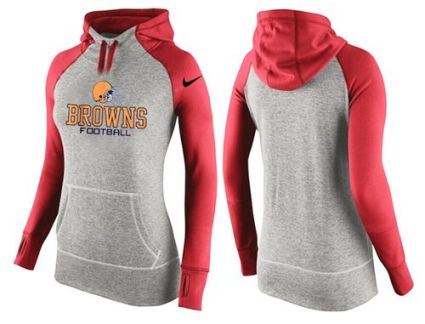 Women's Nike Cleveland Browns Performance Hoodie Grey & Red_1