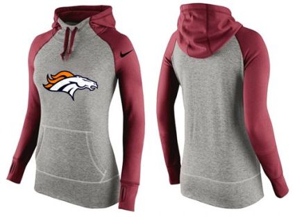 Women's Nike Denver Broncos Performance Hoodie Grey & Red_2