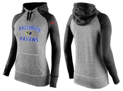 Women's Nike Baltimore Ravens Performance Hoodie Grey & Black_1