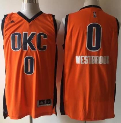 Oklahoma City Thunder #0 Russell Westbrook Orange Alternate Stitched NBA Jersey