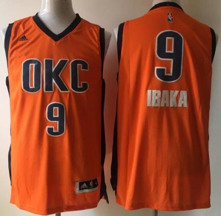 Oklahoma City Thunder #9 Serge Ibaka Orange Alternate Stitched NBA Jersey