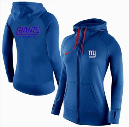 Women's Nike New York Giants Full-Zip Performance Hoodie Blue