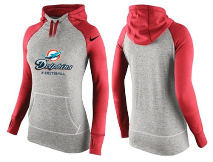Women's Nike Miami Dolphins Performance Hoodie Grey & Red