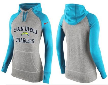Women's Nike San Diego Chargers Performance Hoodie Grey & Light Blue