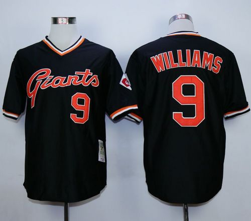 Giants #9 Matt Williams Black Stitched Mitchell And Ness Throwback Baseball Jersey